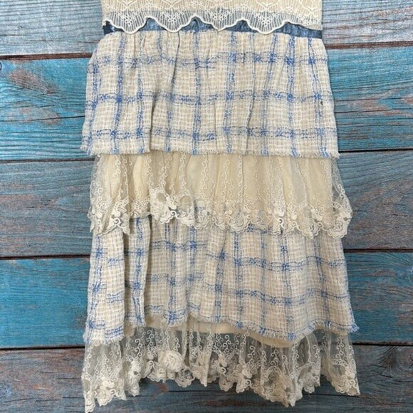 Anthropologie Ryu Multi Media Dress Lace Tweed Size S Tiered Embroidered - Picture 8 of 13